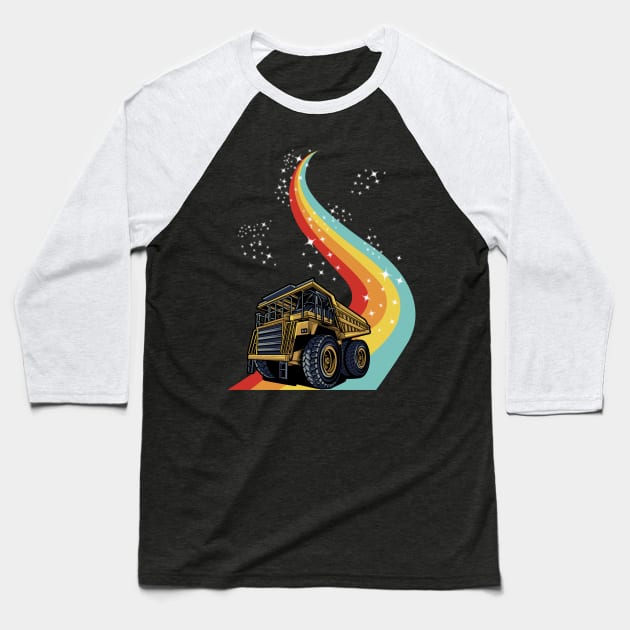 Dump Truck Rainbow Baseball T-Shirt by damnoverload